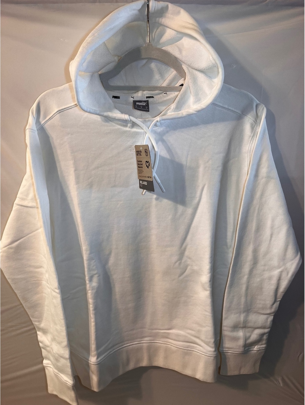 Puma Men's White Hoodie Sweatshirt Medium with Embroidered Logo